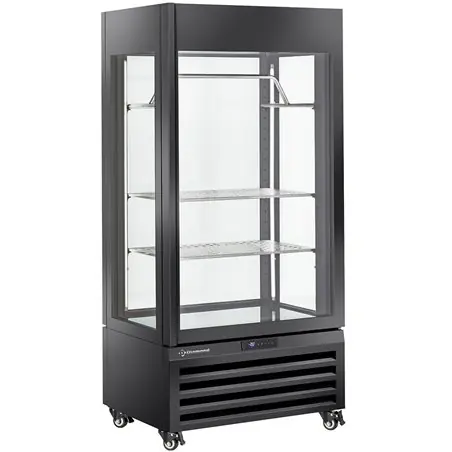 Vitrine "FULL vitr&eacute;e" 600 Lt., 2 &eacute;tag&egrave;res & barre &agrave; viande, ventil&eacute;e - MEAT - NOIR - Diamond - MAX/607-MB Super Prix