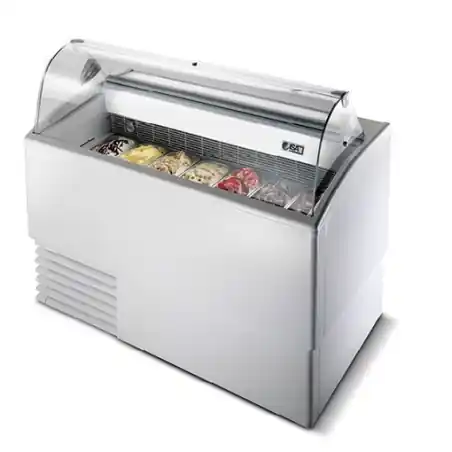 VITRINE À GLACES ISETTA 7 BACS VITRE BOMBÉE froid statique Nouveauté