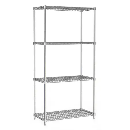 Étagère 4 niveaux Chrome 1500 mm - Profondeur 450 mm - Poids 29 KG - Largeur 1500 mm - Hauteur 1800 mm - Combisteel Offre Spéciale