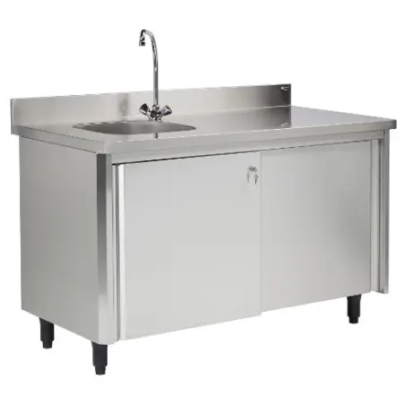 Prix Promo Meuble du chef bords rayonnes 1800x700 ep 60 mm, 1 cuve 400x400x250 a droite, avec serrure - Sofinor