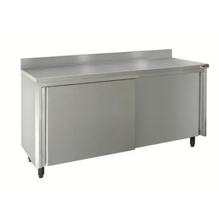 Meuble bas 2200 largeur 700 + dessus bord droita dosseret,2 portes a glissieres-avec serrure - Sofinor Commande En Gros
