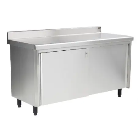 Meuble bas 2200 largeur 700 + dessus rayonne a dosseret,2 portes a glissieres - Sofinor Remise