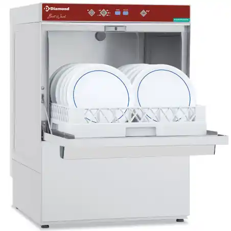 Lave-vaisselle panier 500x500mm 'Full Hygiene' avec adoucisseur continu - Diamond DFE8/6-AC Fait Main
