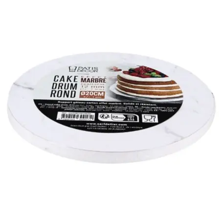 Authentique Cake Drum Rond Effet Marbre Ø 20 cm