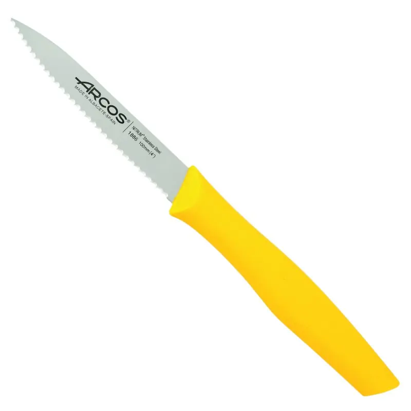 COUTEAU OFFICE LAME CRANTEE 100 MM  JAUNE Haute Qualité