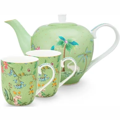 Service à Thé Pip Studio Jolie Petites Fleurs Green ( 3 pièces ) Satisfait Ou Remboursé