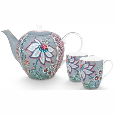 Service à Thé Pip Studio Flower Festival Large Light Blue (3-Pièces) Solde