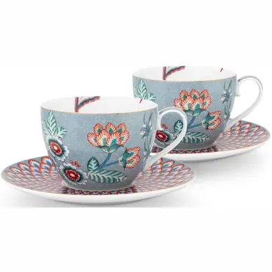 Tasse à Café Pip Studio Flower Festival Light Blue 280 ml (Lot de 2) Meilleure Vente