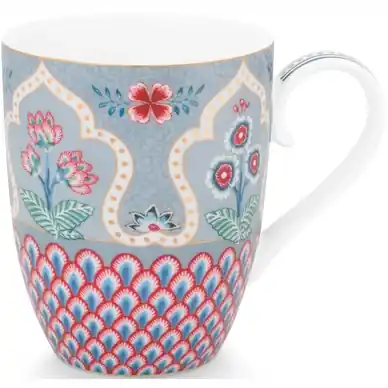 Promotion Saisonnière Tasse Pip Studio Flower Festival Scallop Deco Light Blue 350 ml (lot de 6)
