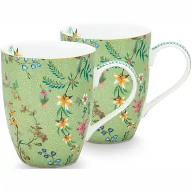 Tasse Pip Studio Jolie Flowers Green 350 ml (2 pièces) Livraison Gratuite