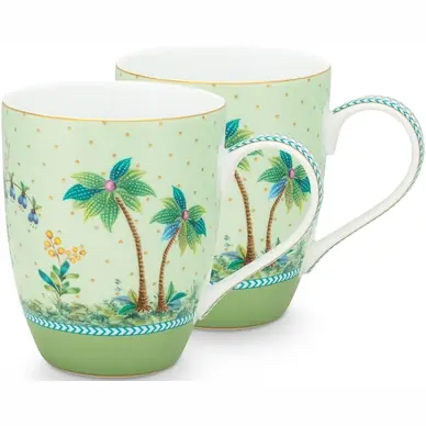Certifié Tasse Pip Studio Jolie Gold Dots Green 350 ml (2 pièces)