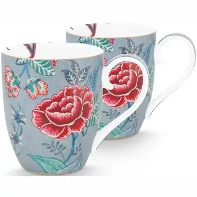 Tasse Pip Studio Flower Festival Light Blue 450 ml (2 pièces) Promotion Saisonnière