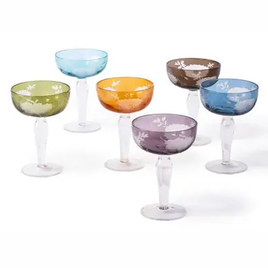 Acheter Direct Verre à Champagne POLSPOTTEN Coupe Peony Multicolore (Lot de 6)
