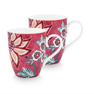 Tasse Pip Studio Flower Festival Dark Pink 350 ml (2-¨Pieces) Vente Flash