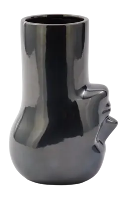 Offre Limitée Vase POLSPOTTEN Upside-Down Long Neck Metallic Dark Grey