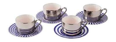 Vente Flash Tasse à Café POLSPOTTEN Aunty Dark Blue (Set de 4)