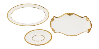 Retour Gratuit Set de Vaisselle POLSPOTTEN Golden Finds White (Set de 3)