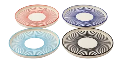 Assiettes POLSPOTTEN Marine Striped Multi (Lot de 4) Fait Main