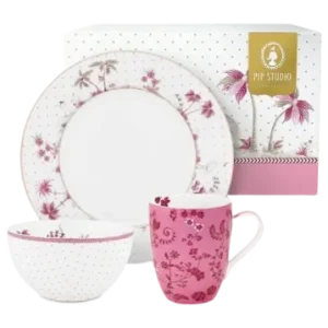 Retour Gratuit Ensemble de Vaisselle Pip Studio Petit-Déjeuner Jolie Pink (Ensemble de 3)