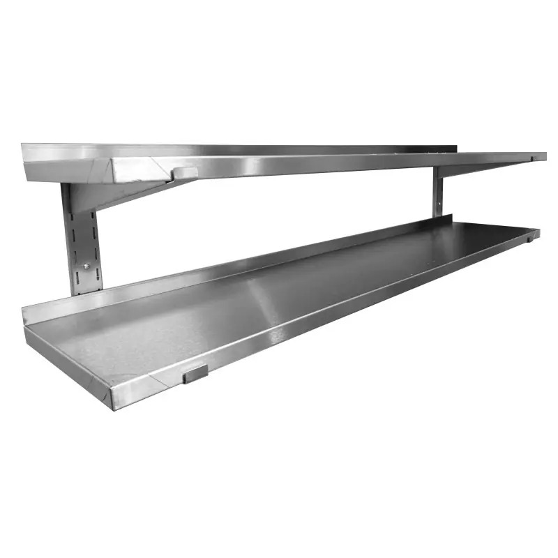 Etagere Murale Inox Pleine S/ Cremailleres - 2 Niveaux Garantie Incluse