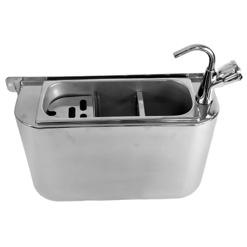 Exclusif Cuillère À Glace Évier Avec Robinet 410X120X270Avec Trou D'Évacuation, Raccordement À L'Eau Et Tuyau D'Évacuation - Combisteel