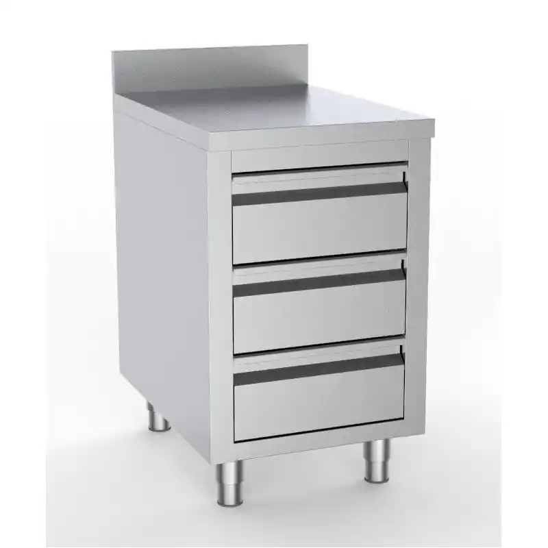 Vente Flash 700 Table De Travail Avec 3 Tiroirs Avec Bord Relevé 500 - Combisteel - 7333.0282