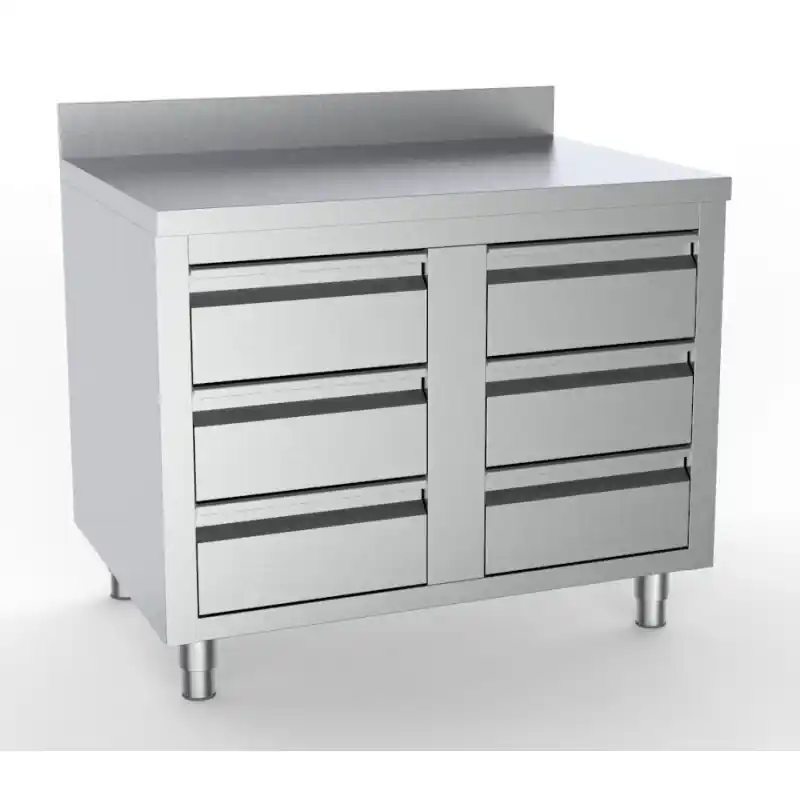 700 Table De Travail Avec 6 Tiroirs Avec Bord Relevé 1000 - Combisteel - 7333.0286 Commande En Gros