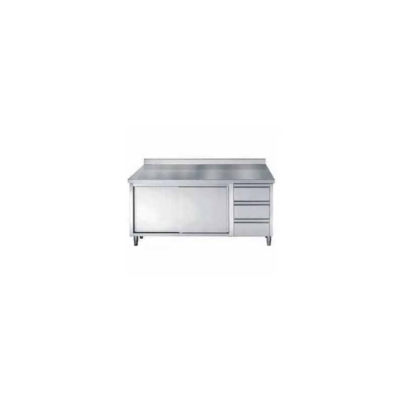 Pas Cher 700 Plan De Travail Portes Coulisst Tiroirs Bord Relevé 2000 - Combisteel - 7452.0930