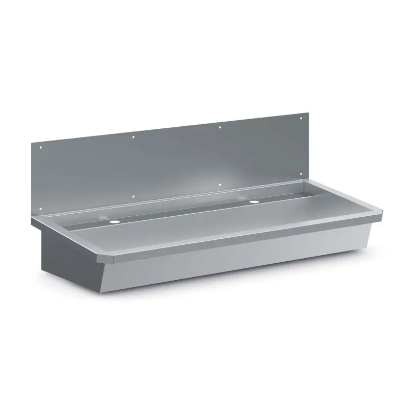 Vente Directe Évier Inox 2 Robinets 1200MmBouchon De Vidange Et Couvercle Anti-Éclaboussures Inclus - Combisteel - 7013.4605