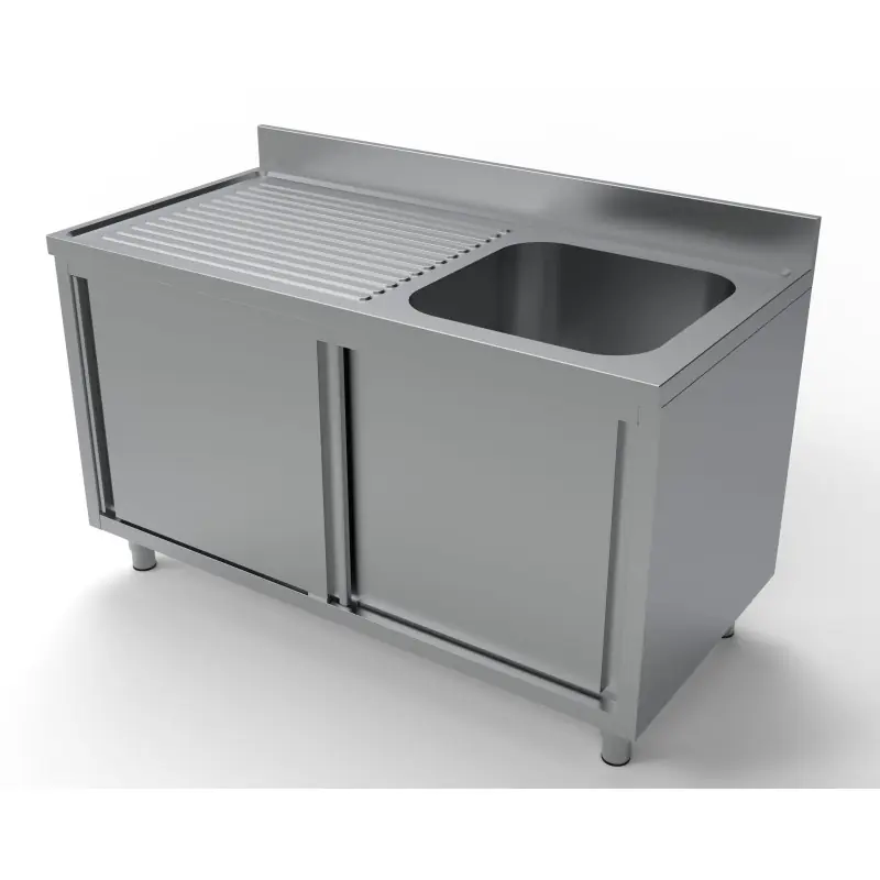 700 Bloc-Évier Portes Coulisst 1 À Droite 1400 - Combisteel - 7333.0915 Nouveauté